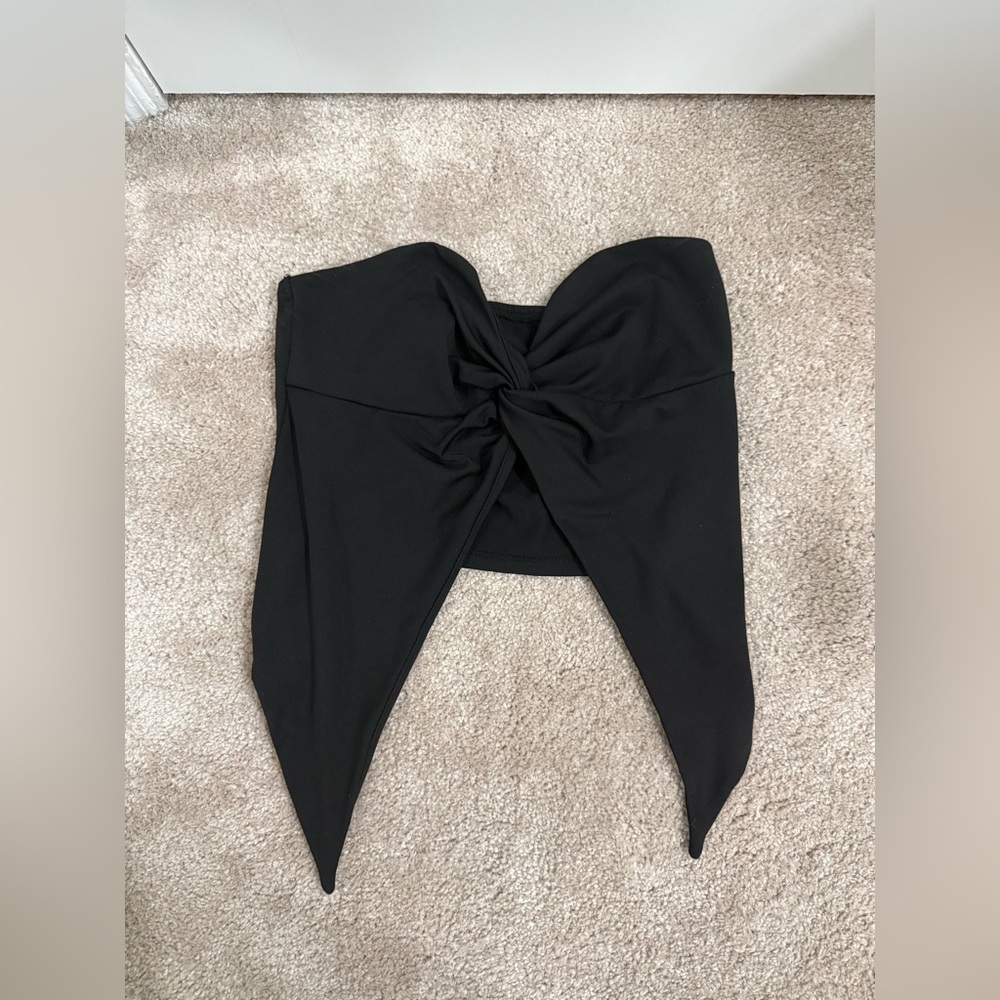 Y2K No Brand polyester blend split hem tube top w/ knot accent (fair condition)